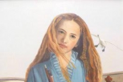 Girl with violin and swan